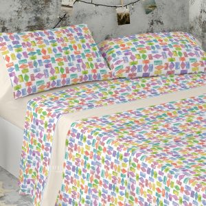 JUEGO DE SÁBANAS ESTAMPADAS | DISEÑO 126 FIGURAS I BURRITO BLANCO